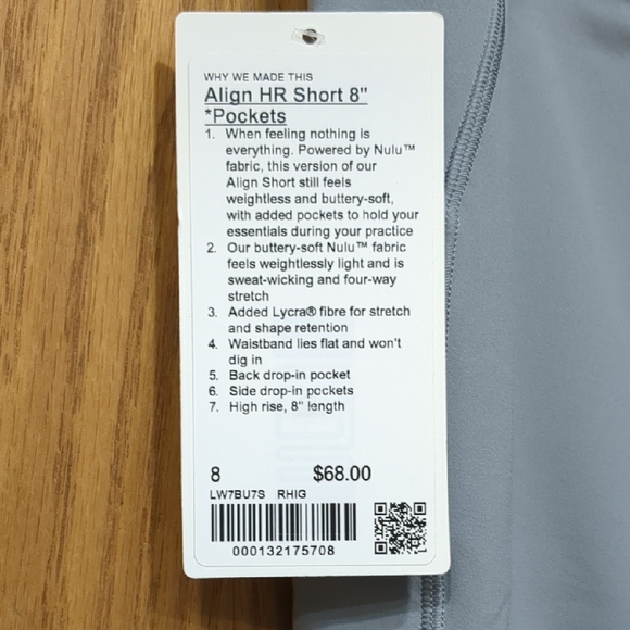 lululemon Align HR Short 8" *Pockets size 8 NWT - Picture 3 of 5